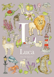 Personalised Letter L Children's Print