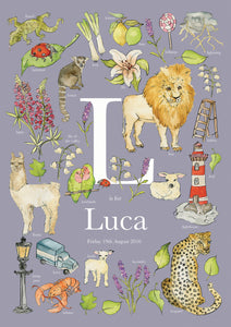 Personalised Letter L Children's Print