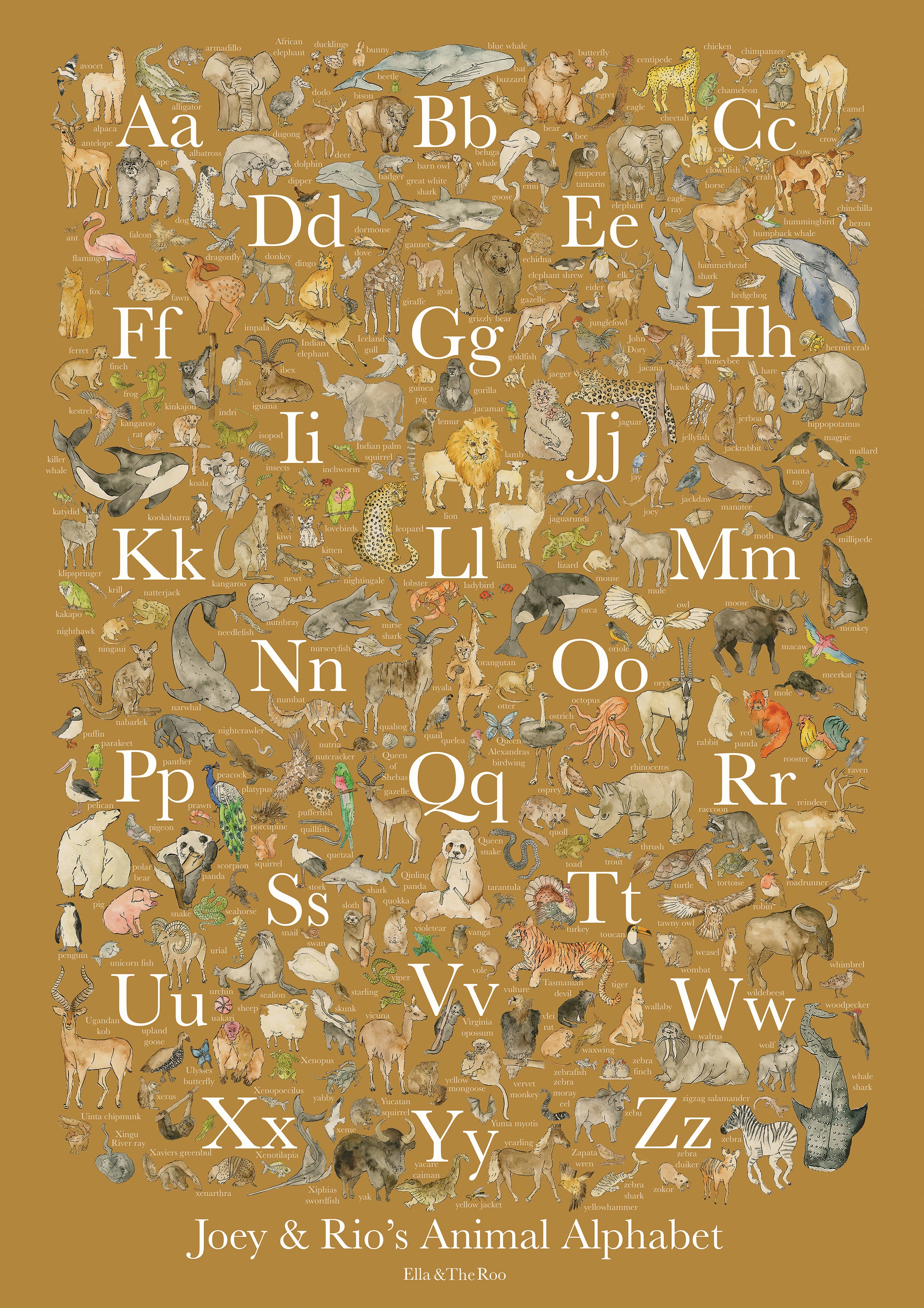 Personalised Ochre Alphabet Children's Print