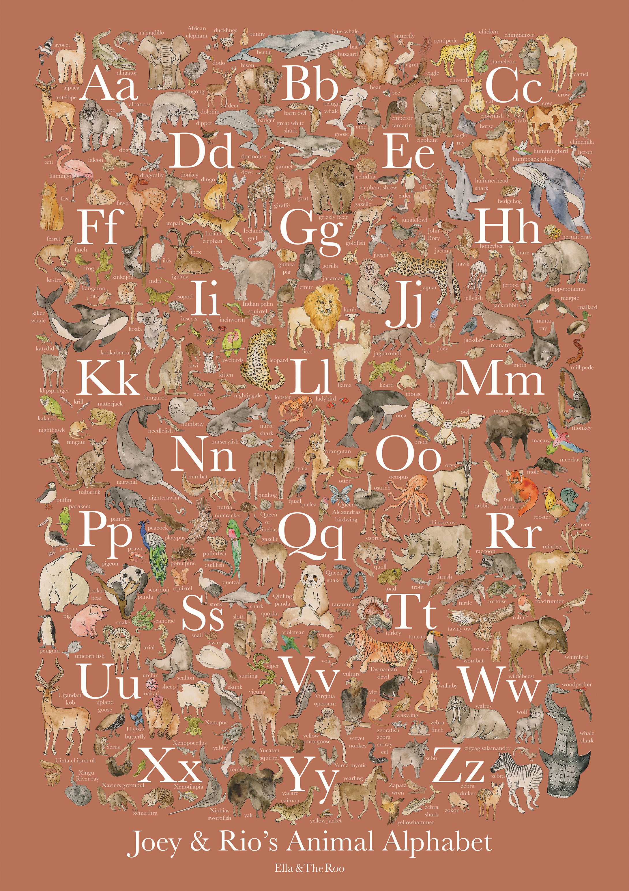 Personalised Rust Alphabet Children's Print