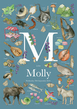 Load image into Gallery viewer, Personalised Letter M Children&#39;s Print
