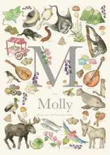 Load image into Gallery viewer, Personalised Letter M Children&#39;s Print
