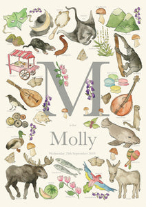 Personalised Letter M Children's Print