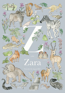 Personalised Letter Z Children's Print