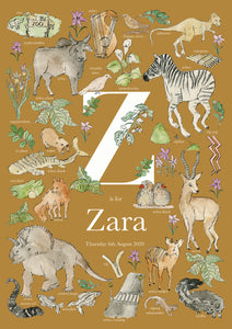 Personalised Letter Z Children's Print