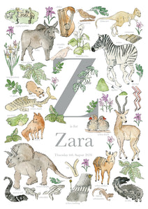 Personalised Letter Z Children's Print